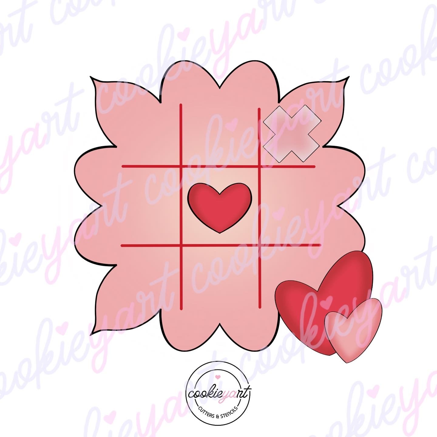 Tic Tac Toe Love Cookie cutter Set of 3