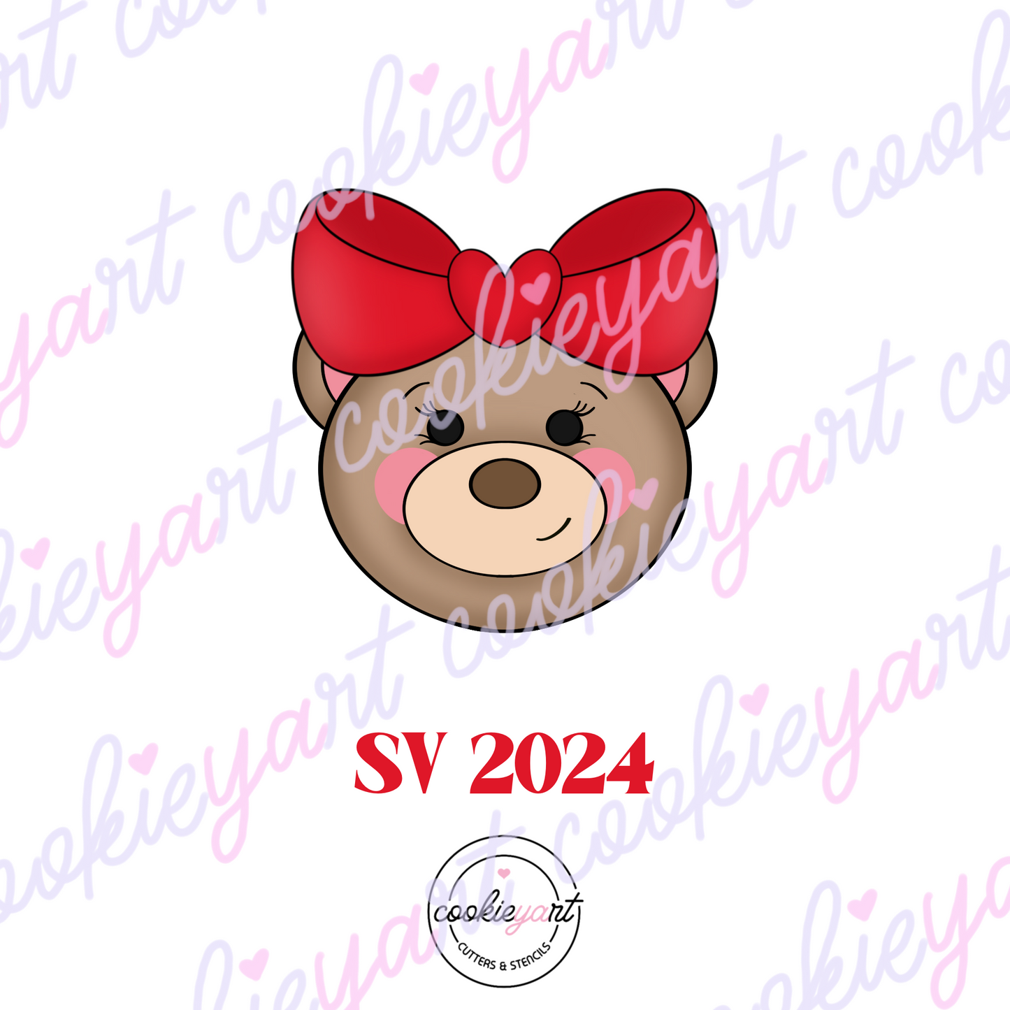 Bear Girl bow face Cookie cutter