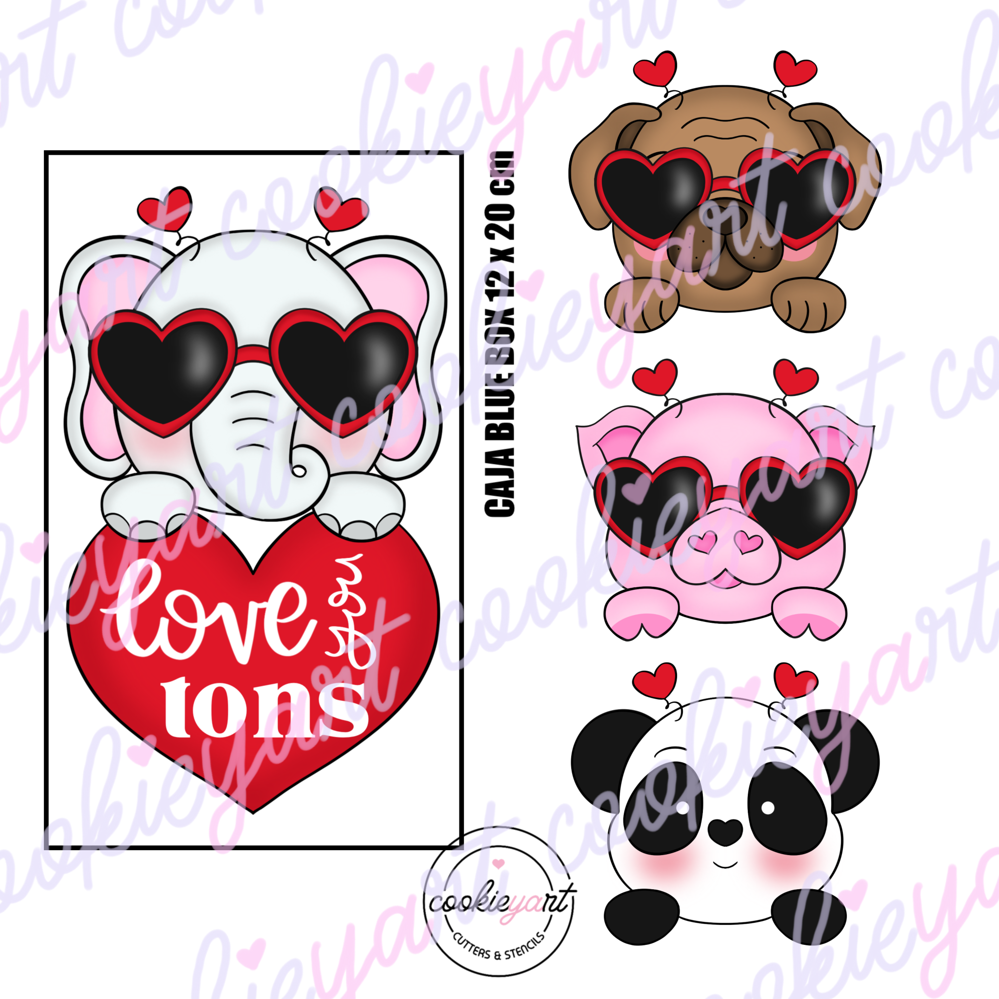 Valentines Animals Cookie Cutter Set Of 5 COOKIEYART CUTTERS valentines-animals-cookie-cutter-set-of-5-cookieyart-cutters