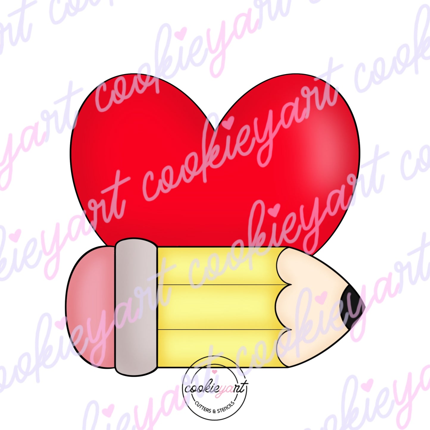 Heart with pencil Cookie Cutter