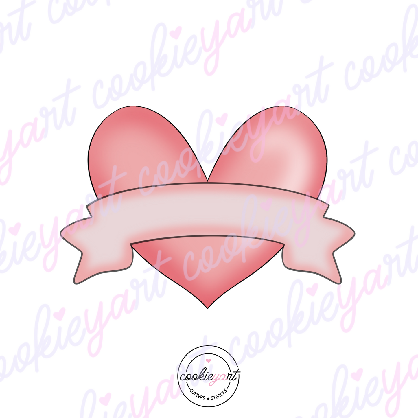 Banner Heart Cookie cutter