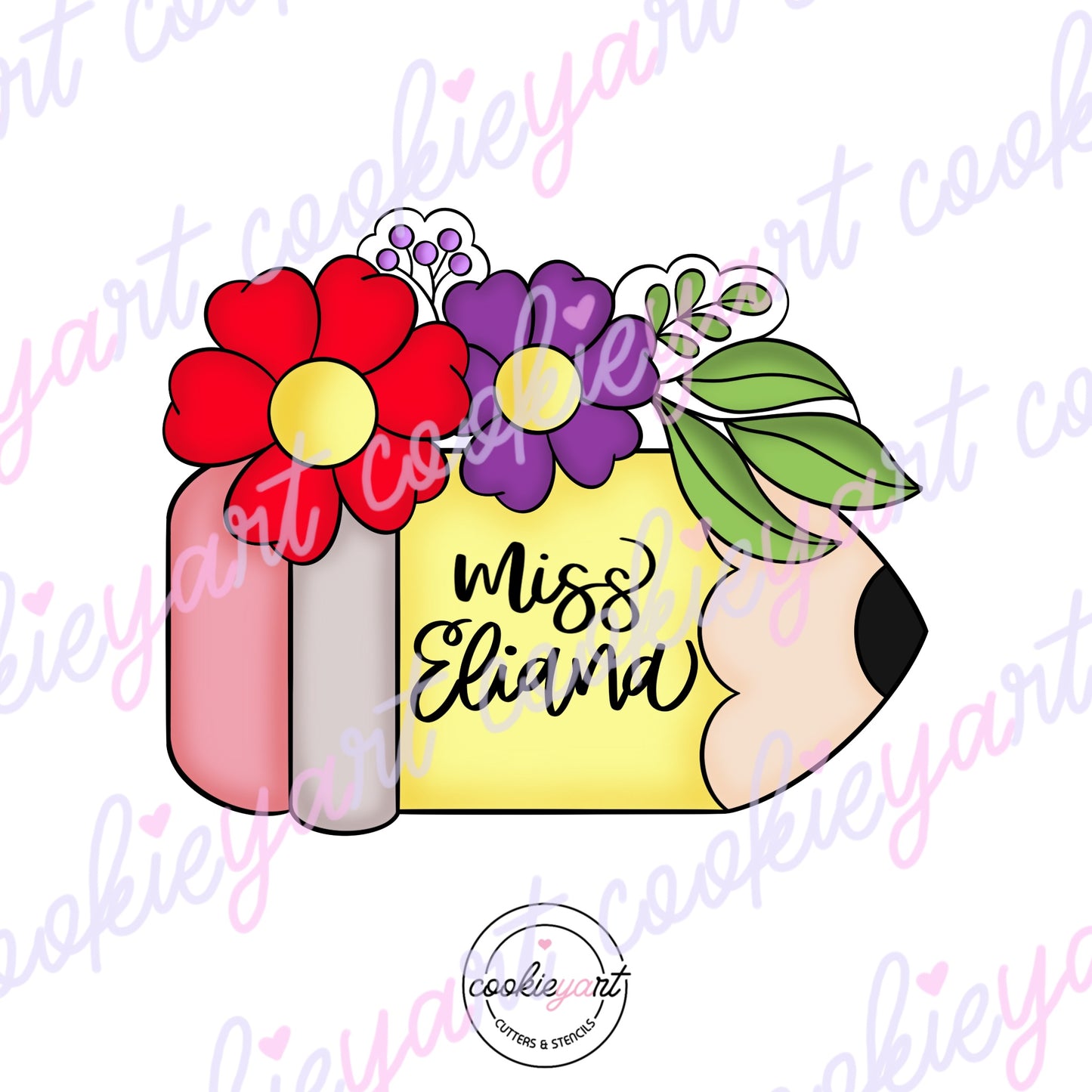 Pencil with flowers Cookie Cutter