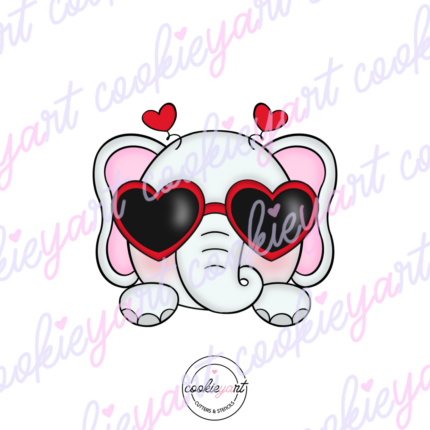 Elephant love glasses Cookie cutter