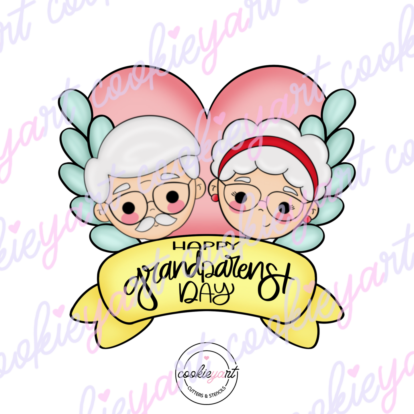 Grandparents with banner Cookie Cutter