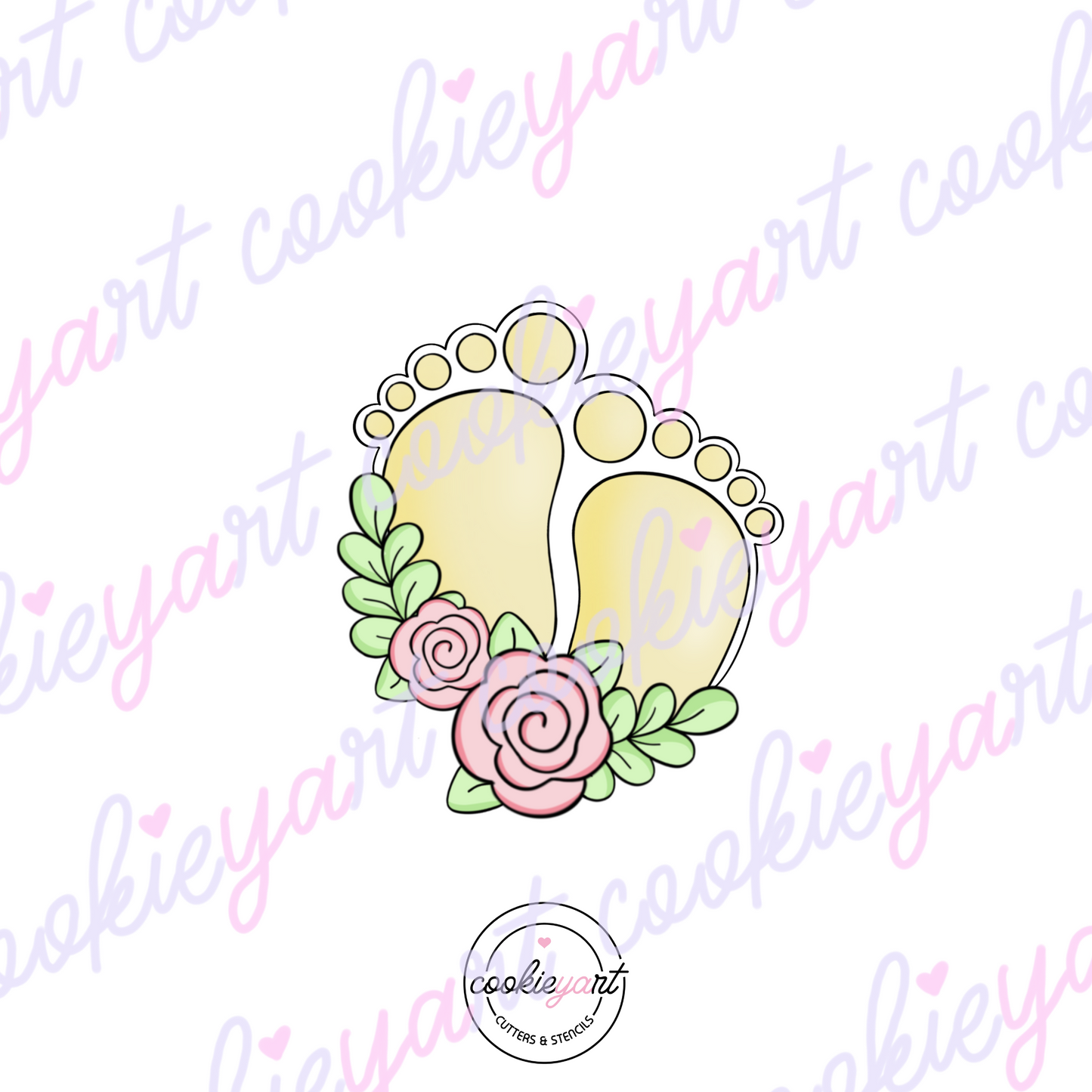 Floral Baby Feet Cookie Cutter