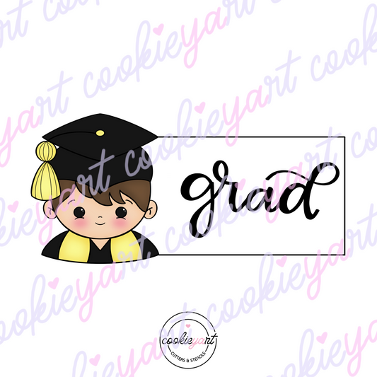 Grad Boy Plaque Cookie Cutter