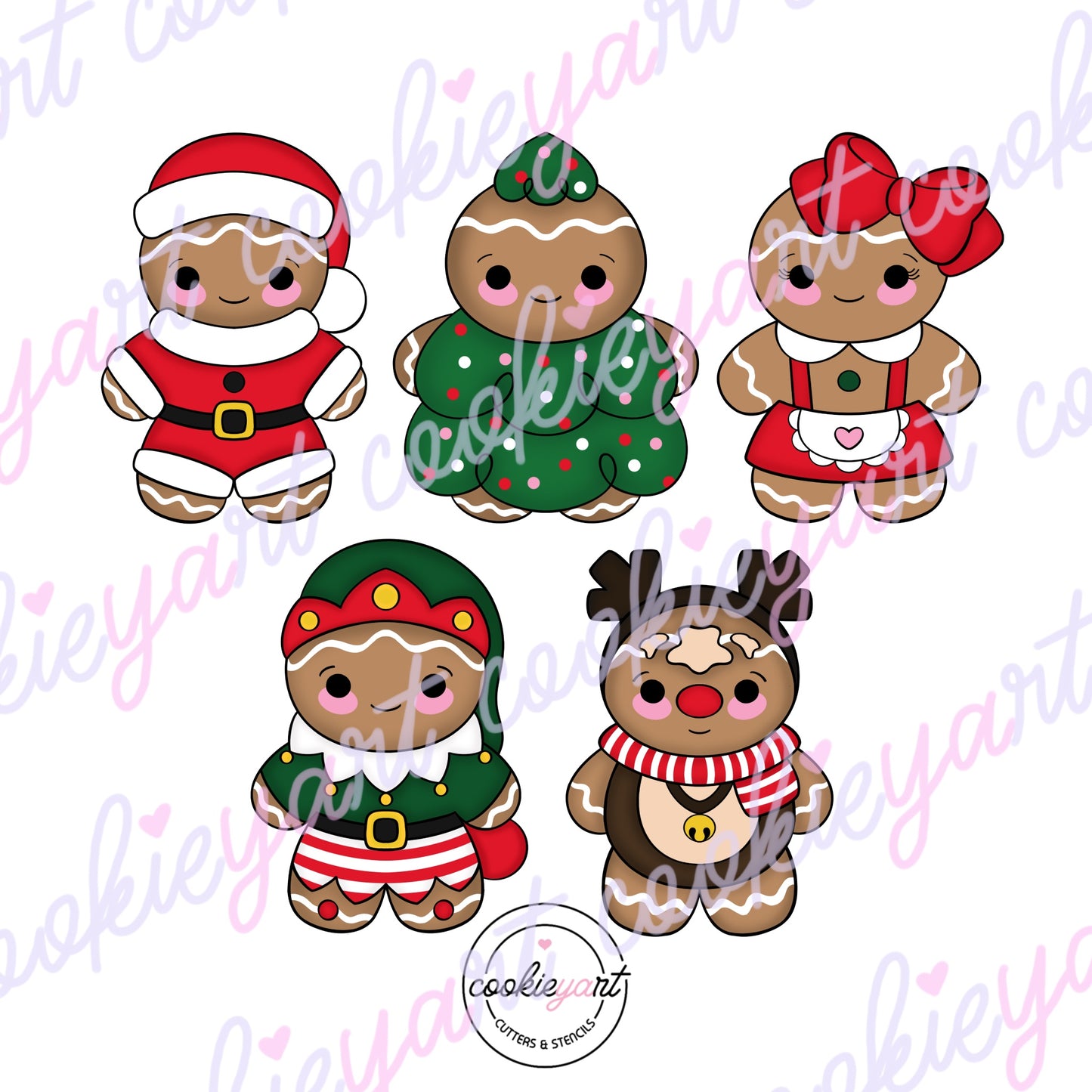 Christmas Gingerbread Family Cookie Cutters - Set of 5