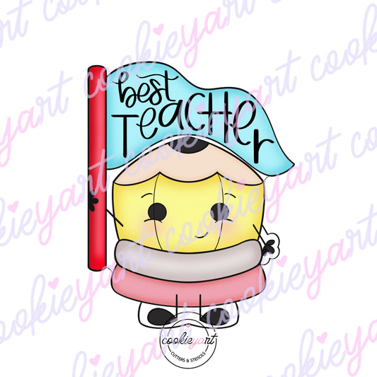 Little Pencil with banner Cookie Cutter